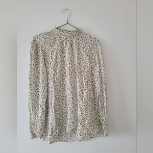 Cream Blouse with Floral Pattern